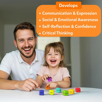 Skillmatics Conversation Cubes for Kids 8 Wooden Cubes for Ages 4, 5, 6, 7 and Up