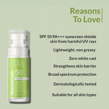 OG BEAUTY SCIENCE SPF 50 PA+++ Sunscreen | 5% Niacinamide & 3% Cica-50ml