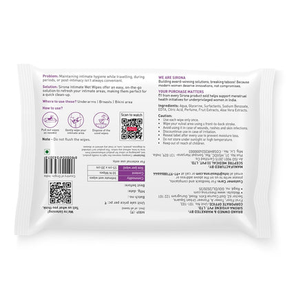 Sirona Intimate Wet Wipes - 10 Wipes