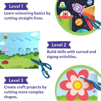 Skillmatics Scissor Skills Activity Book - Snip 25 Fun Cutting & Creative Activities for Kids Ages 3, 4, 5, 6, 7