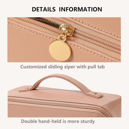 PU Leather Toiletry Bag, Waterproof Travel Cosmetic Organizer with Handle