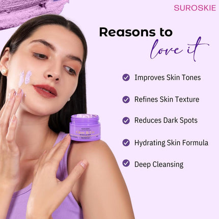 Suroskie Glow & Go De-Tan Clay Mask | Kaolin Clay & Kojic Extract-50g