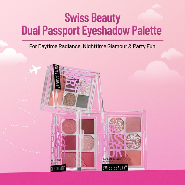 Swiss Beauty Face and Eye Dual Passport Palette | Eyeshadow + Blusher Palette-4.5g