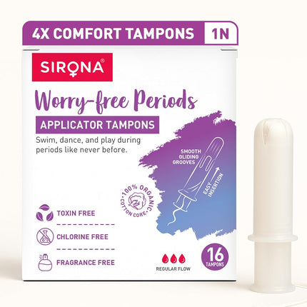 Sirona Regular Flow Tampons with Applicator - 16 Pieces