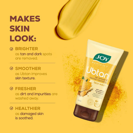 Joy Ubtan Tan Removal Face Wash With Turmeric, Saffron & Sandalwood | for All Skin Types 150ml x 2