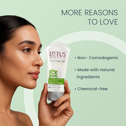 Lotus Herbals 3 in 1 Deep Cleansing Facial Foam | Face Wash for Women & Men-100G