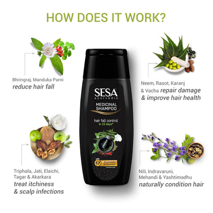 SESA Ayurvedic Hair Oil 200Ml + Ayurvedic Medicinal Shampoo 200Ml