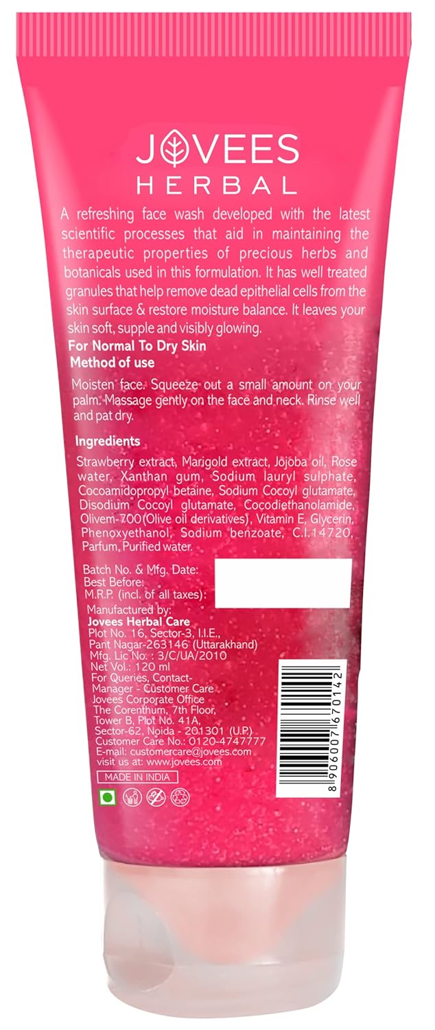 Jovees Herbal Strawberry Face Wash For Normal to Dry Skin Types - 120ML