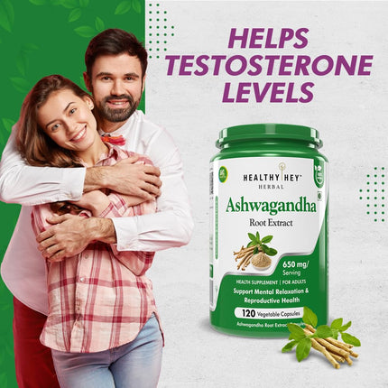 HealthyHey Herbal Ashwagandha root extract - 650 mg 120 vegetable capsules