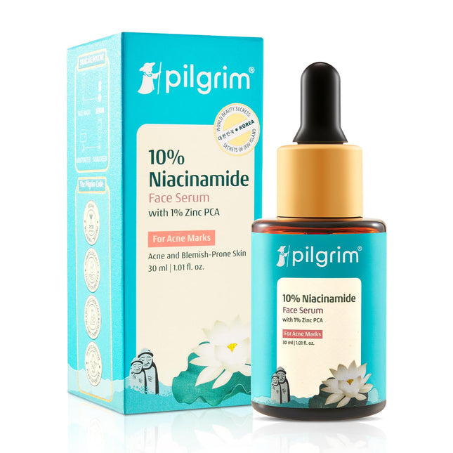 Pilgrim 10% Niacinamide Serum 30ml For Acne Marks|With 1% Zinc PCA, Salicylic & Hyaluronic Acid|Niacinamide Serum -30ml