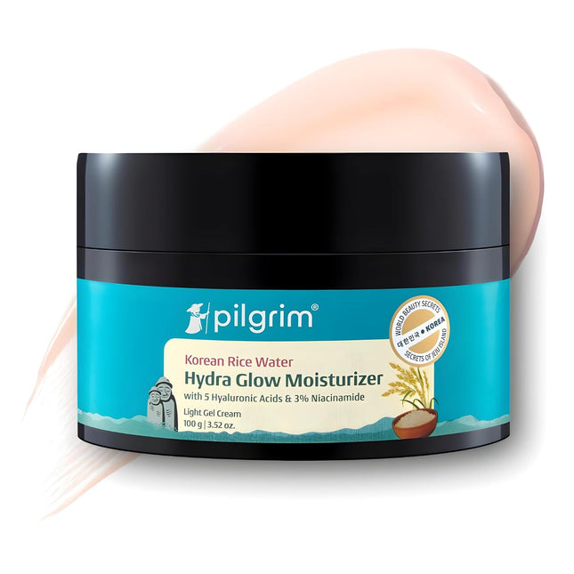 Pilgrim Korean Rice Water Hydra Glow Moisturizer 100Gm with 5 Hyaluronic Acids, 3% Niacinamide, 5 Ceramides-100gm