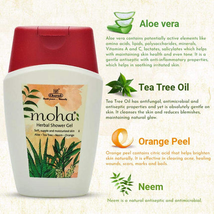Moha Herbal Shower Gel | Ayurvedic Body Wash with Neem, Tea Tree & Coconut | Refreshing Shower Gel-100ML