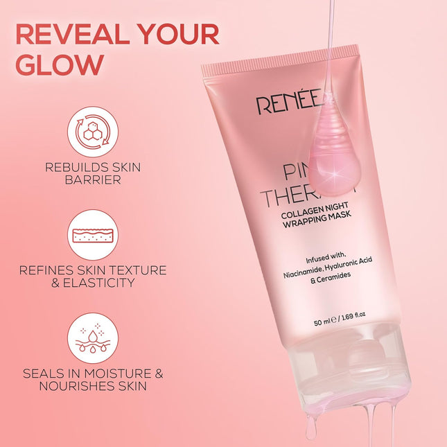 RENEE Pink Therapy Collagen Night Wrapping Face Mask-50ml