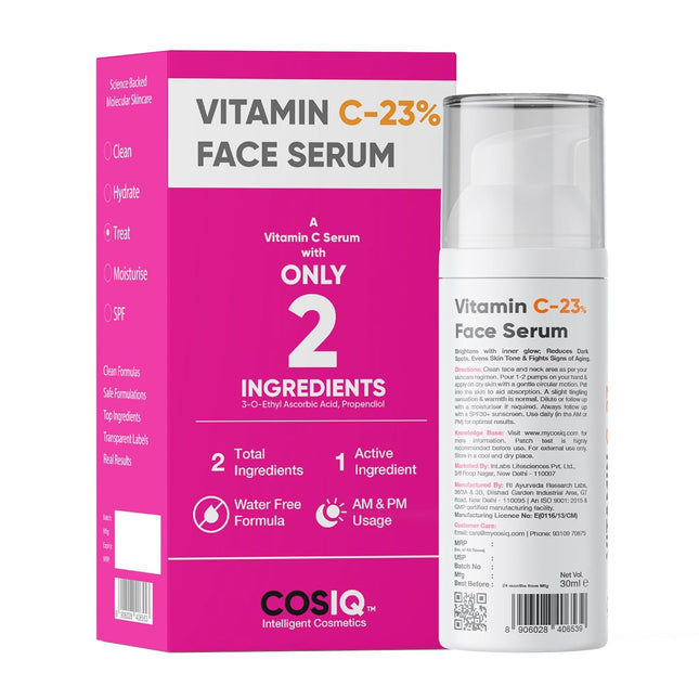 Cos-IQ 23% Vitamin C Face Serum for Glowing Skin 30ml