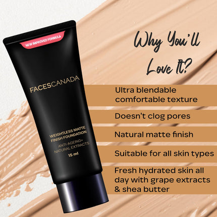 FACESCANADA Weightless Matte Finish Foundation -15ml