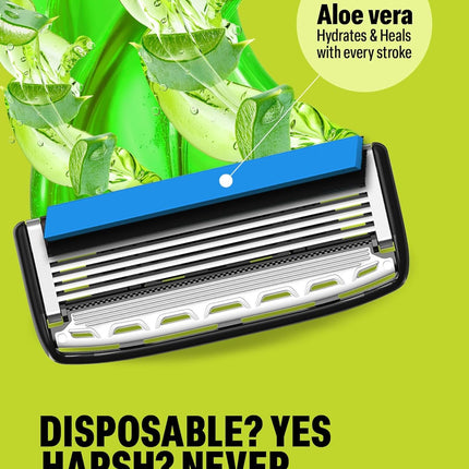 Bombay Shaving Company Sensi Go5 Premium 5-Blade Disposable Razor with Free Post Shave Balm | Shaving Razor for Men