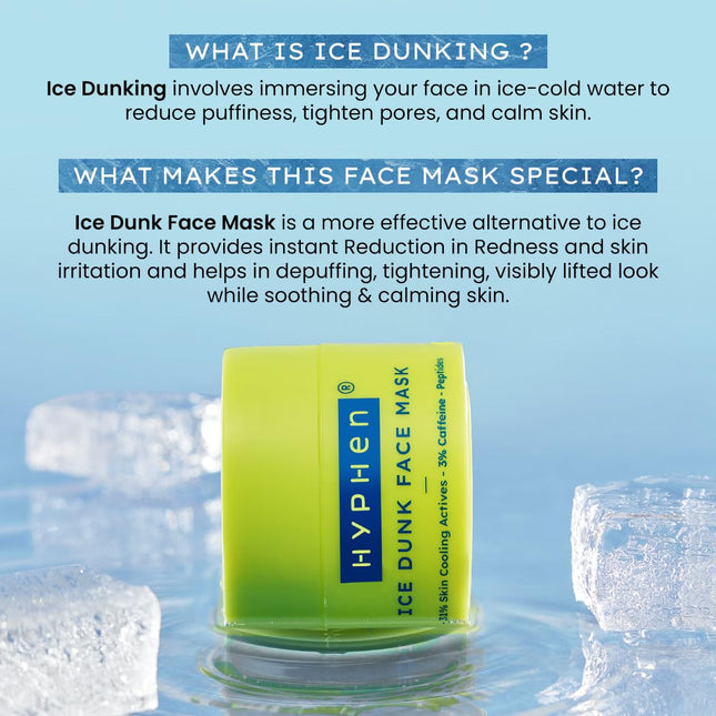 Hyphen Ice Dunk Instant Cooling Face Mask with 31% Skin Cooling Actives | 50gms