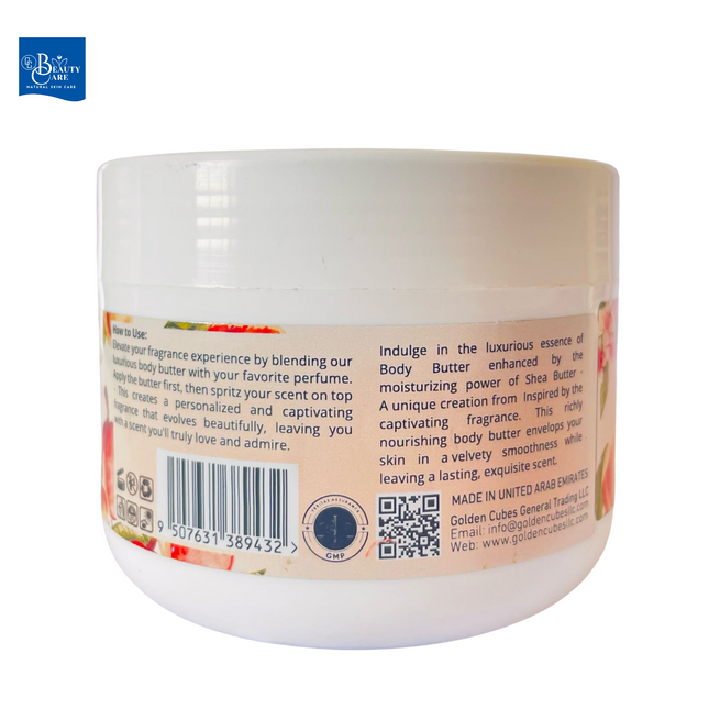 GC Beauty Care Peach Body Butter – 170ml / 5.7oz – Long-Lasting Moisturizer with UVA & UVB Protection – For All Skin Types