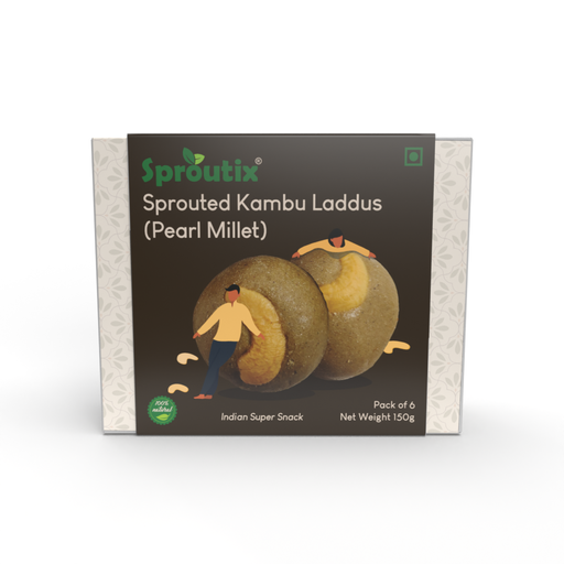 Flavory Sprouted Pearl (Kambu) Laddu, Healthy Snack Made with Sprouted Pearl Millet, Ghee & Jaggery, Nutritious & Delicious, 150g