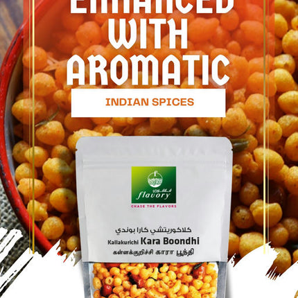 Flavory Spicy (Kara) Boondi, Traditional South Indian Snack Made with Chickpea Flour & Spices, Crispy & Flavorful, 100g
