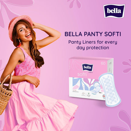Bella Panty Softi Panty Liners For Women 151 Mm Long With Anatomical Shape And Extra Soft Cover (Pack Of 60)