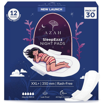 Azah XXL+ Sanitary Napkins for Women [Pack of 30] | 350MM Large Night Pads