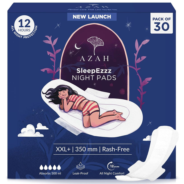 Azah XXL+ Sanitary Napkins for Women [Pack of 30] | 350MM Large Night Pads