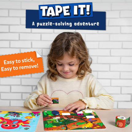 Skillmatics Puzzle Activity - Tape It Animals, 150+ Easy-Tear Stickers, Art & Craft Kit for Kids Ages 4, 5, 6, 7, 8