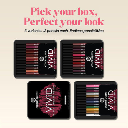 Colors Queen Vivid Matte Eye & Lip Liner Pencil Set of 12