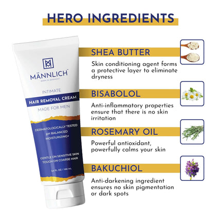 Mannlich Intimate/Private Hair Removal Cream for Men (100 ml