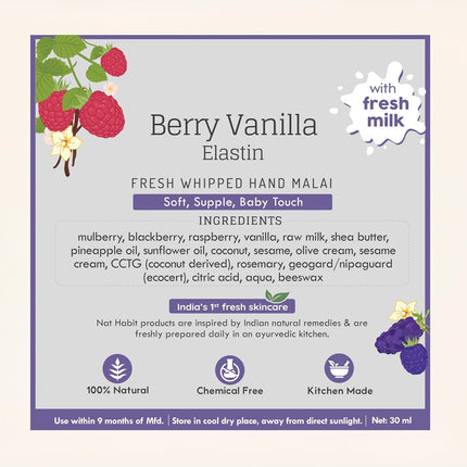 Nat Habit Berry Vanilla Hand Cream Fresh Whipped Hand Malai With Shea Butter-30 ml