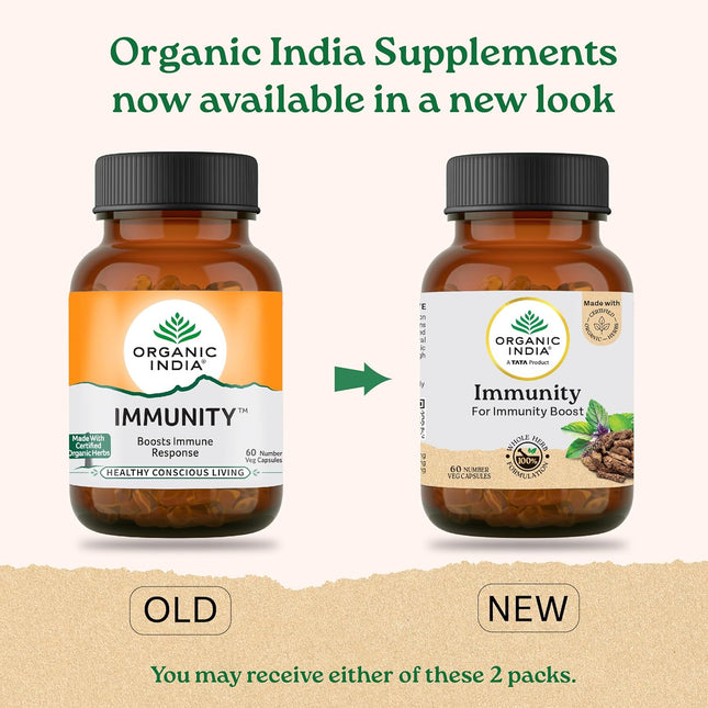 Organic India Immunity Booster - 60 Capsules Bottle