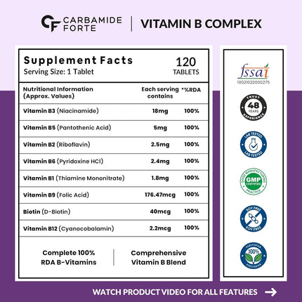 Carbamide Forte Vitamin B-Complex 120 Vegetarian Tablets