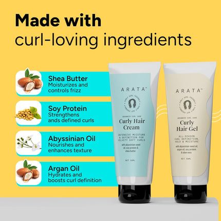 Arata Curl Styling Hair cream Combo (Mini) For Curly, Frizzy & Dry Hair-(50ml +50ml)