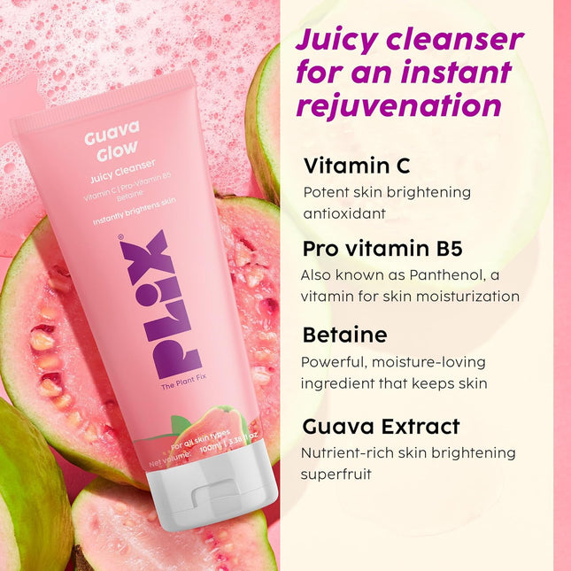 PLIX - THE PLANT FIX Guava & Roses Regime for Bright Skin & Balanced Skin pH| Hydrating Cleanser
