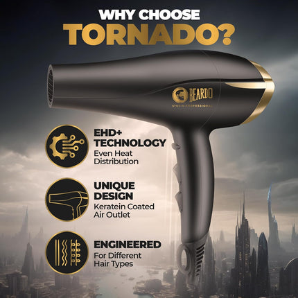 BEARDO Studio Professional Tornado Hair Dryer With 2000 Watts Power