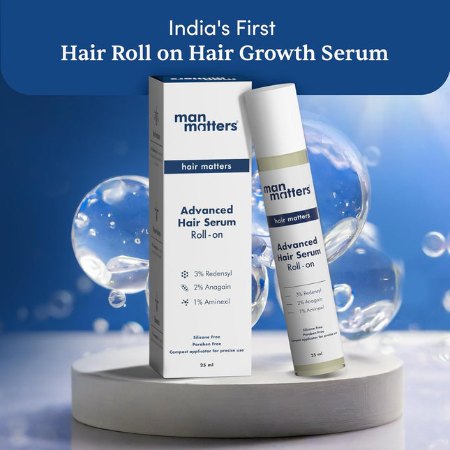 Man Matters Advanced Beard&Hair Serum Roll On 25Ml With Derma Roller 0.5 Mm