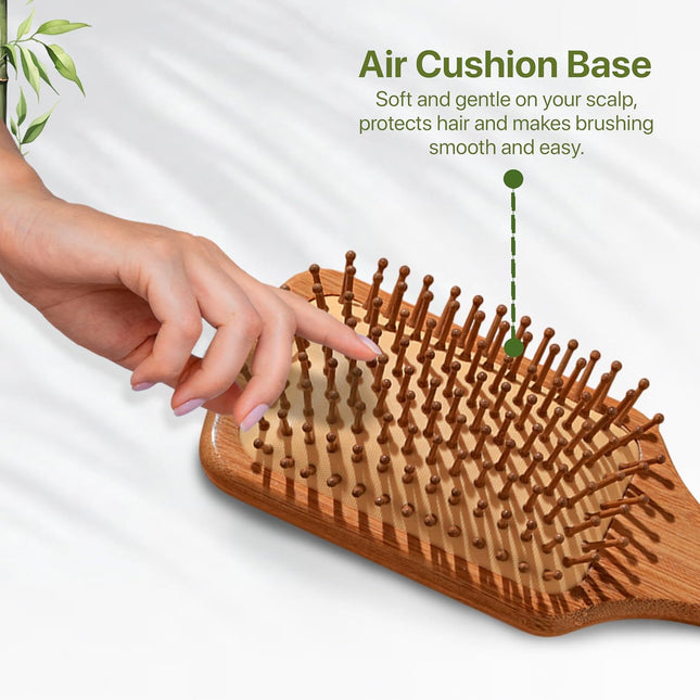 IMECO Bamboo Paddle Hairbrush | 100% Natural Wooden Comb