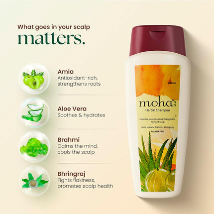 Moha Herbal Shampoo With Amla, Aloe, Bhringraj & Brahmi-200 Ml