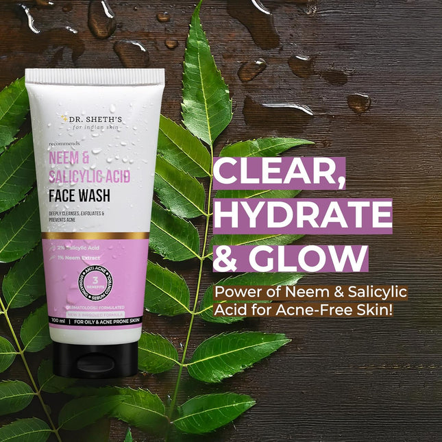 Dr. Sheth's Neem & 2% Salicylic Acid Face Wash | For Oily & Acne Prone Skin-100ml