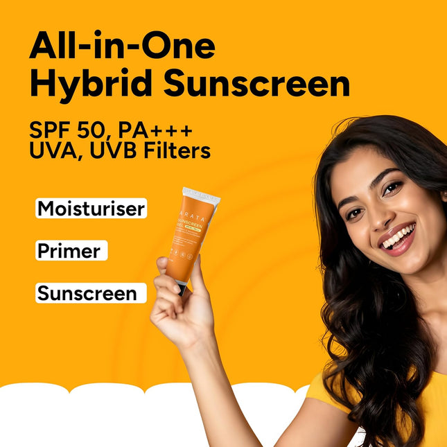 Arata Sunscreen Gel | SPF 50, PA+++ For Men & Women | 50ML