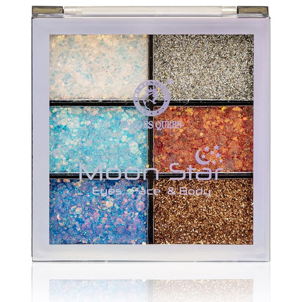 Colors Queen Moon Star 6 Color Glitter Eyeshadow Palette-15g