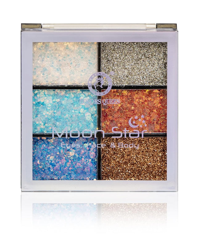 Colors Queen Moon Star 6 Color Glitter Eyeshadow Palette-15g