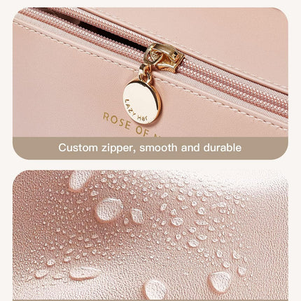 ABTRIX with AB Leather Travel Makeup Bag with Divider and Handle