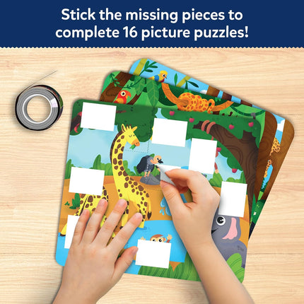 Skillmatics Puzzle Activity - Tape It Animals, 150+ Easy-Tear Stickers, Art & Craft Kit for Kids Ages 4, 5, 6, 7, 8