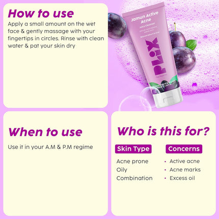 The Plant Fix Plix Jamun Active Acne Range With Cleanser, 2% Salicylic Acid Serum