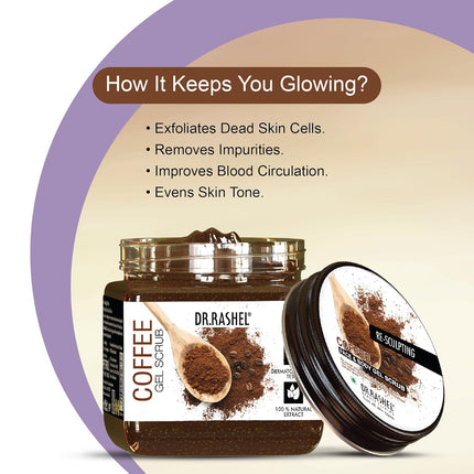 DR.RASHEL Coffee Gel Face & Body Scrub For Men and Women (380 Ml)