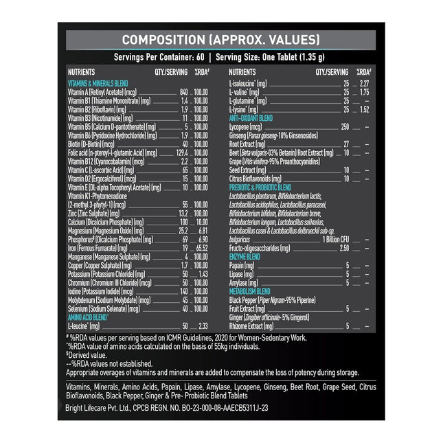 MuscleBlaze MB-Vite Daily Multivitamin (60 Tablets)