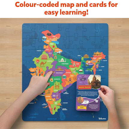 Skillmatics India Map Puzzle - 70 Pieces, Educational Toy for Learning 300+ for Ages 6 to 12 Kids