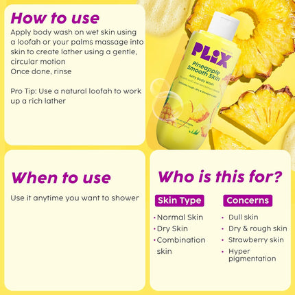 The Plant Fix Plix Pineapple 5% Lactic Acid Exfoliating Body Wash For All Skin Types 236 ML
